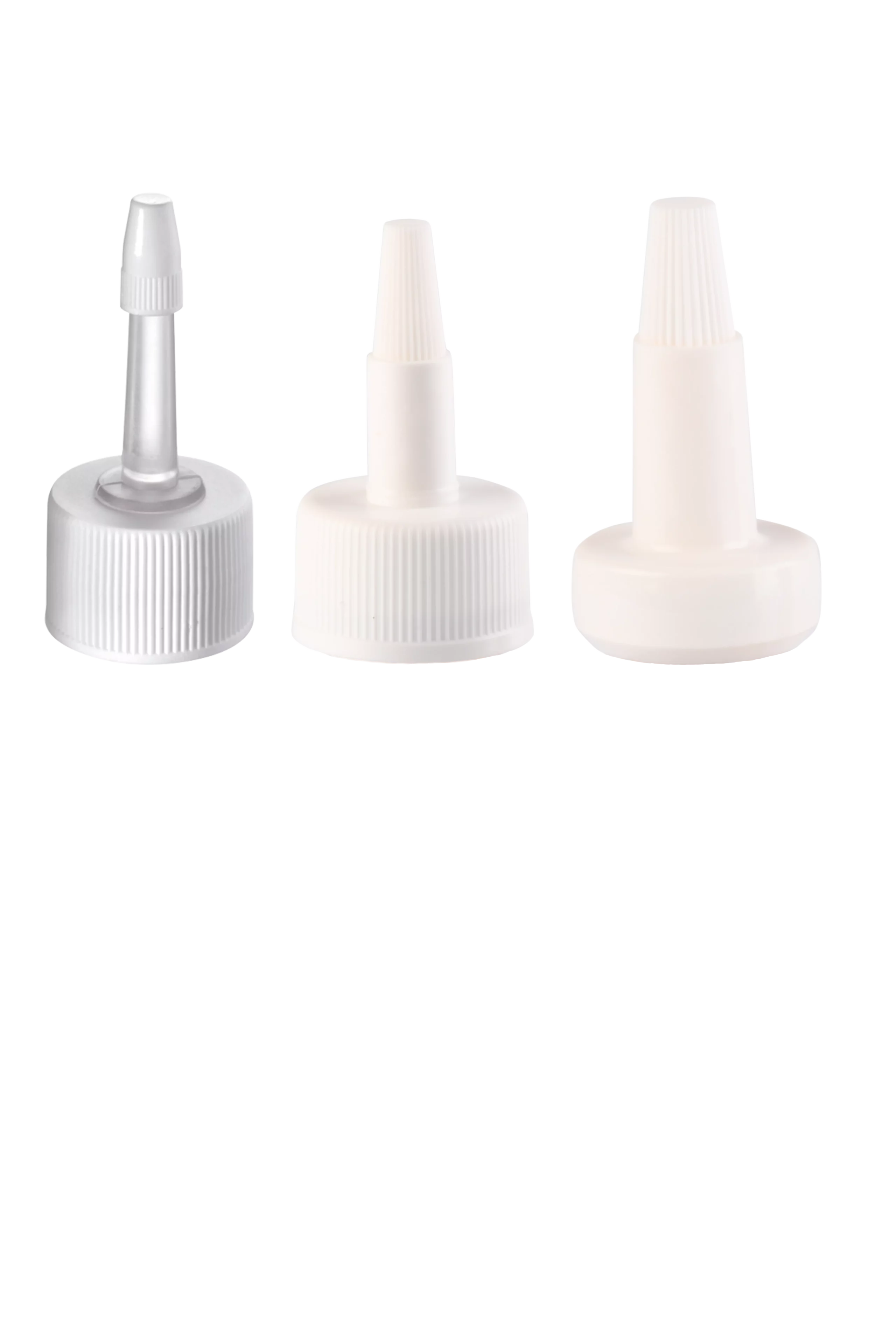 Three droppers presented online for auricular and ophthalmic application. Two droppers have three parts: the ring, the body and the cap. One dropper has only the body and cap.