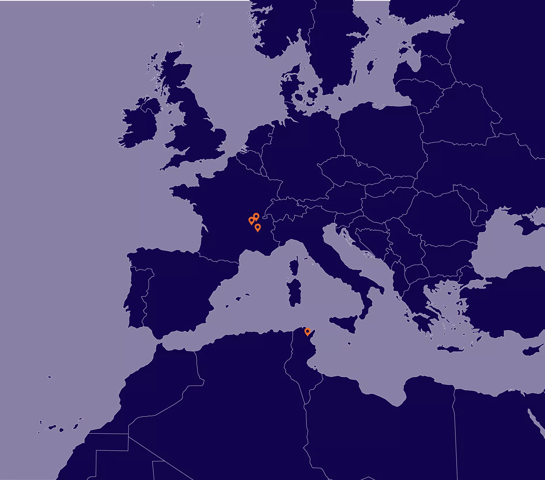 Location of manufacturing plants and offices in France and Tunisia